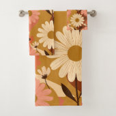 Retro 70s Summer Floral Daisy Custom Name Badhandtuch Set (Insitu)