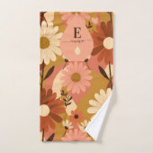 Retro 70s Summer Floral Daisy Custom Name Badhandtuch Set (Handtuch)