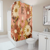 Retro 70s Summer Floral Daisy Custom Name Duschvorhang (Beispiel)