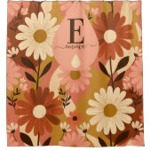 Retro 70s Summer Floral Daisy Custom Name Duschvorhang (Vorderseite)