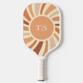 Retro 70s Sunburst Monogram Pickleball Schläger (Rückseite)