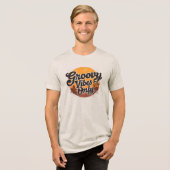 Retro 70s Sunset Palm Trees Groovy Vibes Only Tri-Blend Shirt (Vorderseite voll)