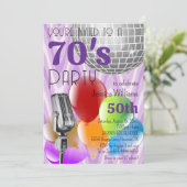Retro 70's Thema Geburtstagsparty Einladung (Stehend Vorderseite)