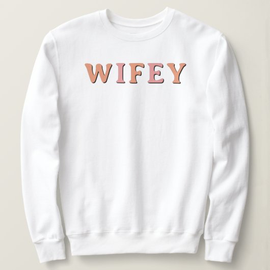 Retro 70's Themed Blush und Orange Wifey Sweatshirt (Design vorne)
