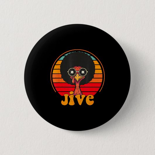 Retro 70s Turkey Jive Afro Thanksgiving Family Men Button (Vorderseite)