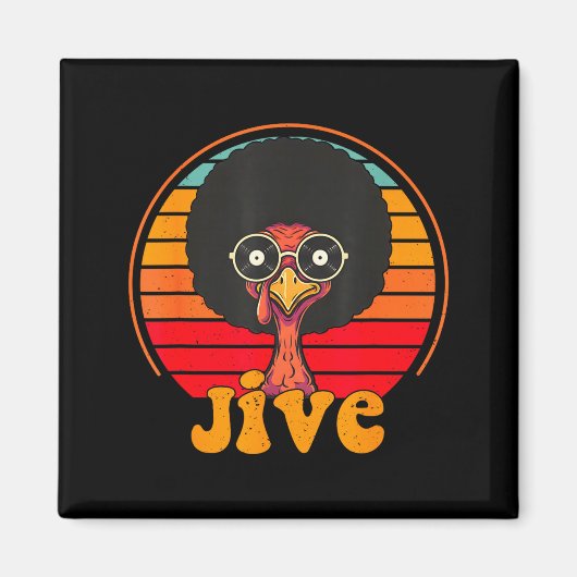Retro 70s Turkey Jive Afro Thanksgiving Family Men Magnet (Vorne)