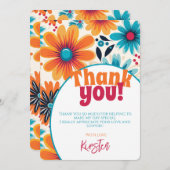 Retro 70's Vibe Blume Power Dankeskarte (Vorne/Hinten)