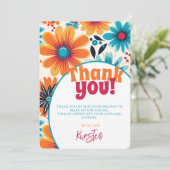 Retro 70's Vibe Blume Power Dankeskarte (Stehend Vorderseite)