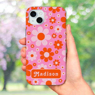 Retro 70's Vintag Daisy Muster Orange Pink Case-Mate iPhone Hülle