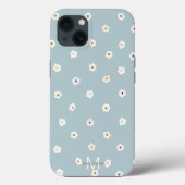 Retro 70's White Daisy Blume Boho Blue Design Case-Mate iPhone Hülle (Rückseite)