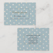 Retro 70's White Daisy Blume Boho Blue Design Visitenkarte (Vorne/Hinten)
