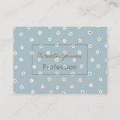 Retro 70's White Daisy Blume Boho Blue Design Visitenkarte (Vorderseite)