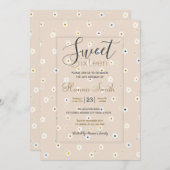 Retro 70's White Daisy Blume Boho Cream Design Einladung (Vorne/Hinten)