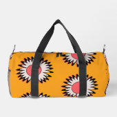 Retro 70s Yellow Pink Daisy Floral Pattern Duffle Bag (Rückseite)