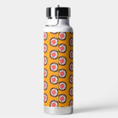 Retro 70s Yellow Pink Daisy Floral Pattern Trinkflasche (rechts)