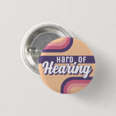 Retro 70s Yellow Purple Script Hard of Hearing Button (Vorne & Hinten)