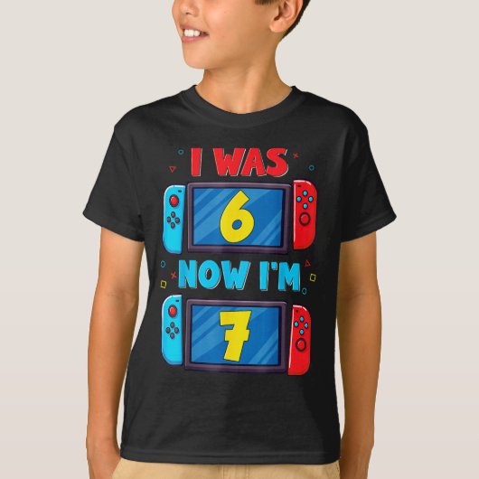 Retro 7th Birthday Boy I Was 6 Now I'm 7 Year Old T-Shirt (Vorderseite)