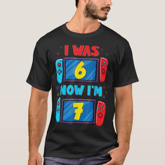 Retro 7th Birthday Boy I Was 6 Now I'm 7 Year Old T-Shirt (Vorderseite)