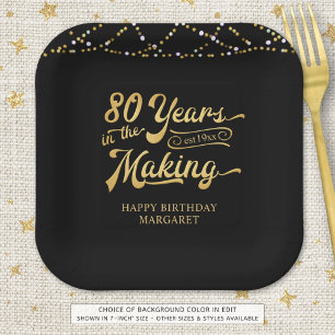 Retro 80. Geburtstag 80 Jahre in der Making Lights Pappteller