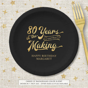 Retro 80. Geburtstag 80 Jahre in der Making Lights Pappteller
