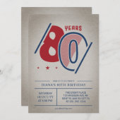 Retro 80. Geburtstag Einladung (Vorne/Hinten)