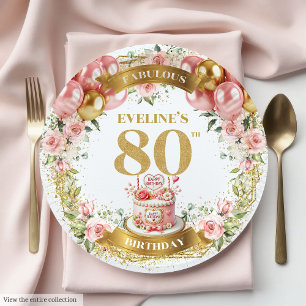 Retro 80. Geburtstag Tableware-Teller Pappteller