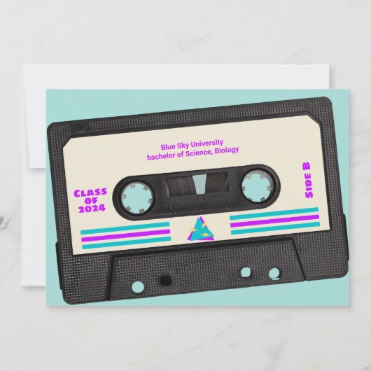 Retro 80 Lila Mix-Tape 2025 Abschluss Ankündigung (Rückseite)