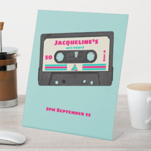 Retro 80 Music Mix Tape 50. Geburtstagsparty Sockelschild