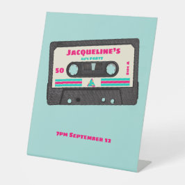 Retro 80 Music Mix Tape 50. Geburtstagsparty Sockelschild