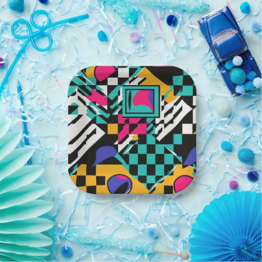 Retro 80er 90er Abstrakt Party Teller (Party)