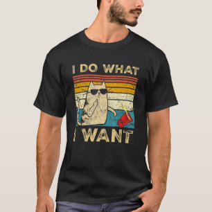 Retro 80er 90er Cat I Do What I Woll Cat T-Shirt