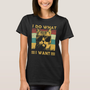 Retro 80er 90er Cat I Do What I Woll Cat T-Shirt