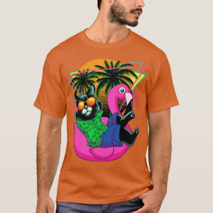 Retro 80er 90er Flamingo Cat gibt Männern Kinder F T-Shirt