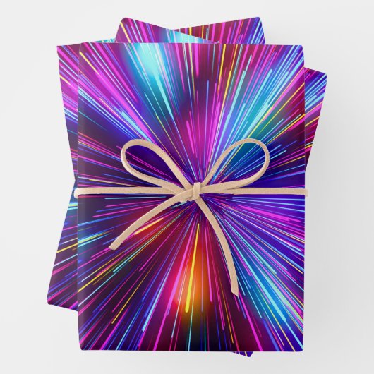 Retro 80er 90er hellrosa Neon Glasers Geschenkpapier Set (Beispiel)