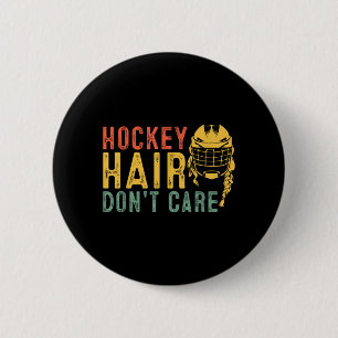 Retro 80er 90er Hockey-Frisur, Egal-Shirt Lustig Button