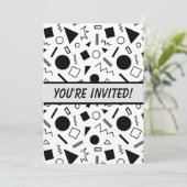 Retro 80er / 90er Jahre Stil geometrische Formen E Einladung (Stehend Vorderseite)