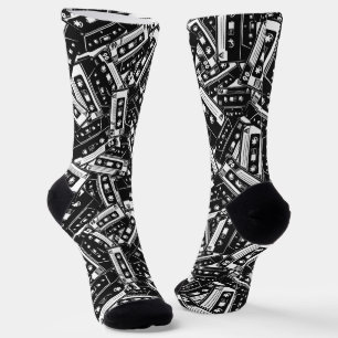 Retro 80er 90er Kassetten-Tape-Muster schwarze Soc Socken