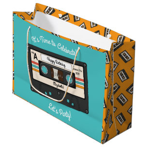 Retro 80er 90er Kassettenband-Musik-Geburtstagsfei Große Geschenktüte