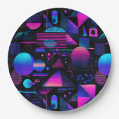 Retro 80er 90er Memphis Geometrie Pappteller (Vorderseite)