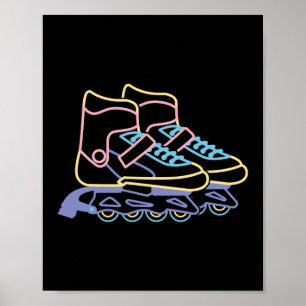 Retro 80er 90er Neon Inline Skate Poster
