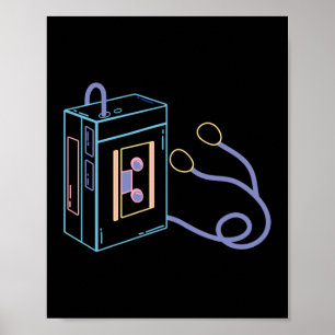 Retro 80er 90er Neon Walkman Poster
