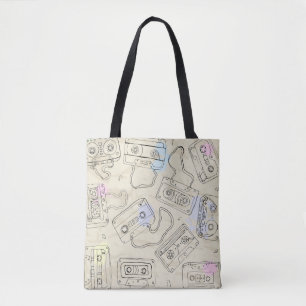 Retro 80er 90er Nostalgischer Kassetten-Mix-Tape-M Tasche