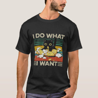 Retro 80er 90S Cat Liebhaber Funny I tue, was ich T-Shirt