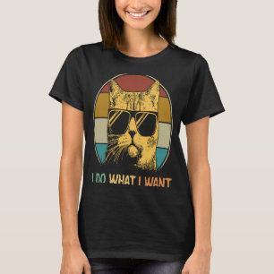 Retro 80er 90s Meowy Ich tue, was ich Katze 1 gewo T-Shirt