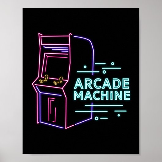 Retro 80er 90s Neon Arcade Machine Arcade Kabinett Poster (Vorne)