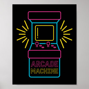 Retro 80er 90s Neon Arcade Machine Arcade Kabinett Poster