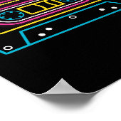 Retro 80er 90s Neon Cassette Tape Ghettobaster Poster (Ecke)