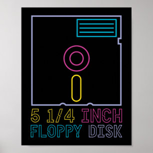 Retro 80er 90s Neon Diskette Poster