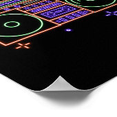 Retro 80er 90s Neon Radio Gettoblaster Boombox Poster (Ecke)