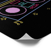 Retro 80er 90s Neon Radio Gettoblaster Boombox Poster (Ecke)